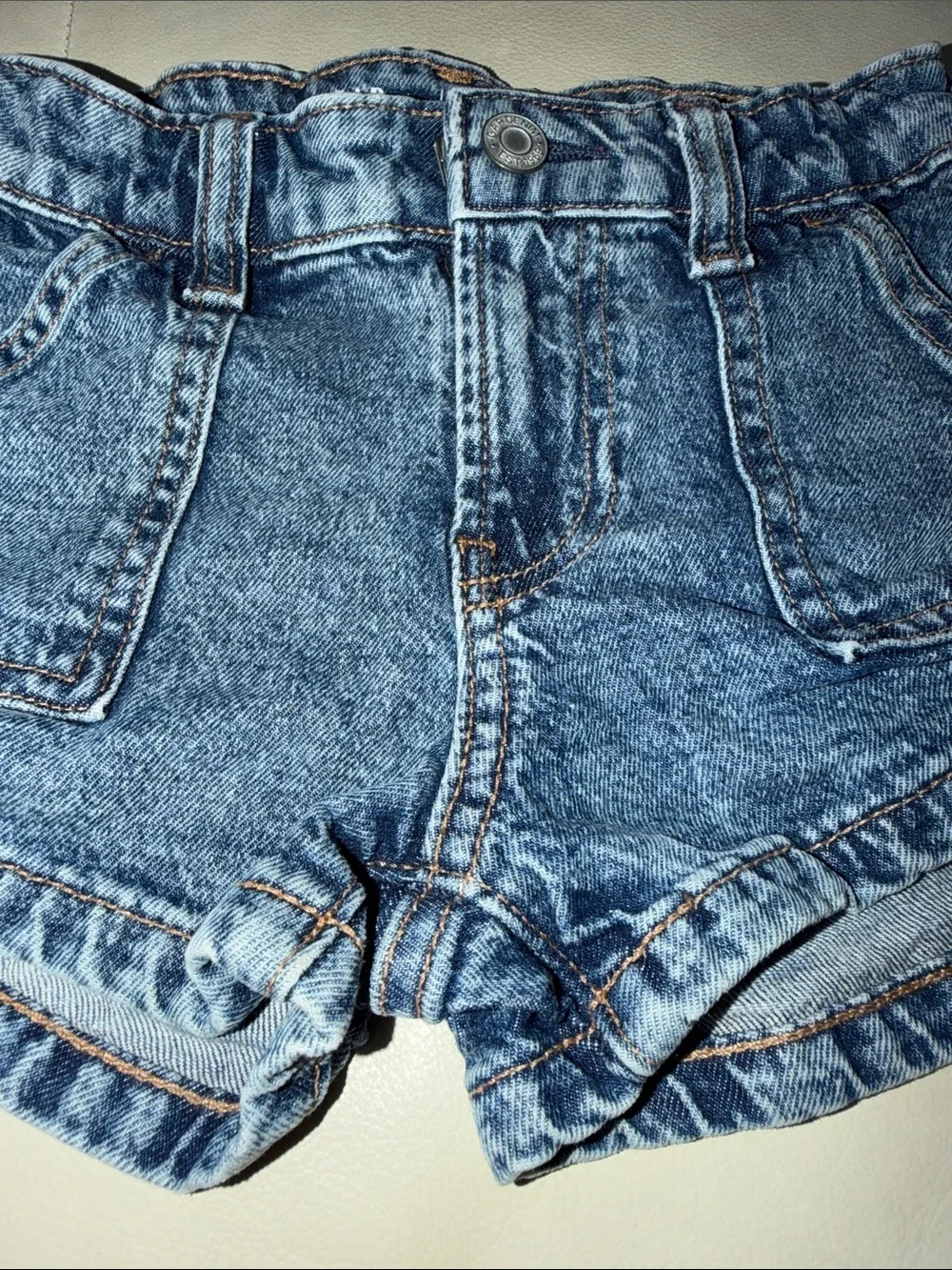 GAP Denim High-Waist Rolled Hem Shorts in Blue